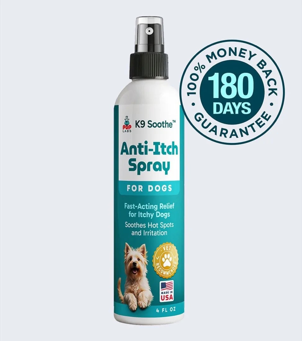 K9 Soothe Anti-Itch Spray with the 180 day money back guarantee seal