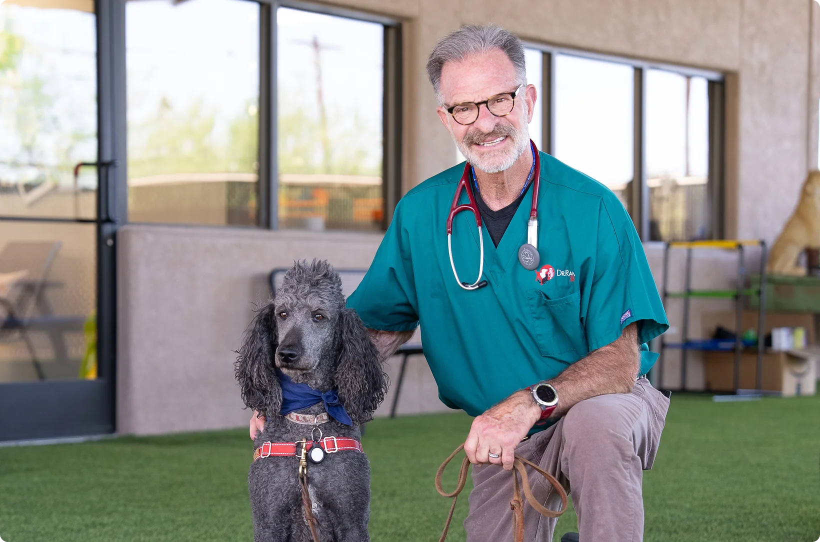 Dr. Randy Aronson with one of his dogs