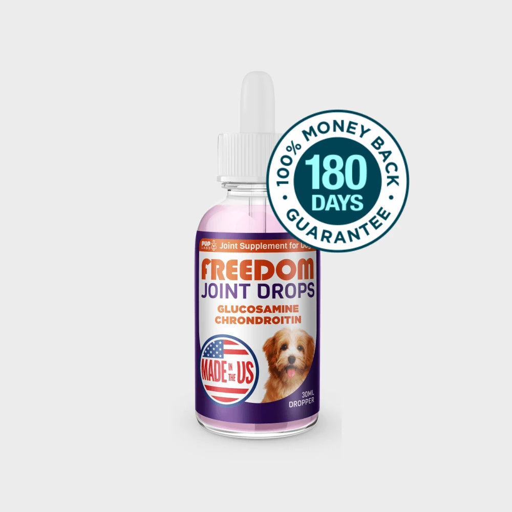 Freedom Joint Drops bottle with 180 days money back guarantee seal