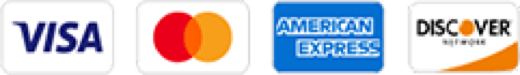 Visa, Mastercard, American Express and Discover accepted
