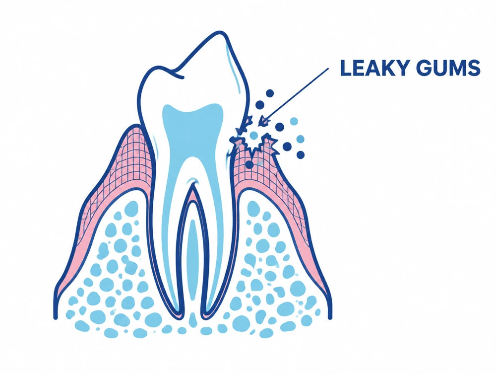 The gums turn leaky